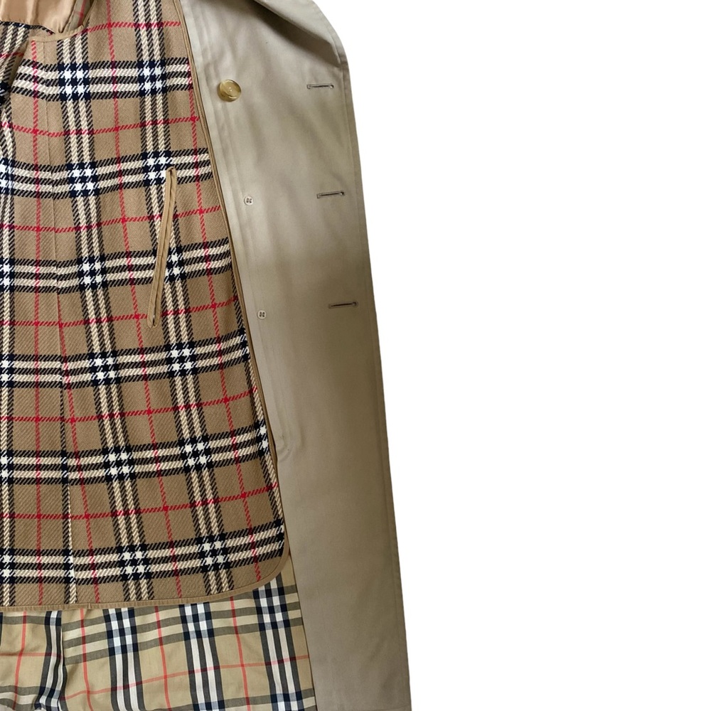 Burberry Double Breasted Long Khaki Trench Coat w/Removable Wool Lining Size 44 - Picture 6 of 16